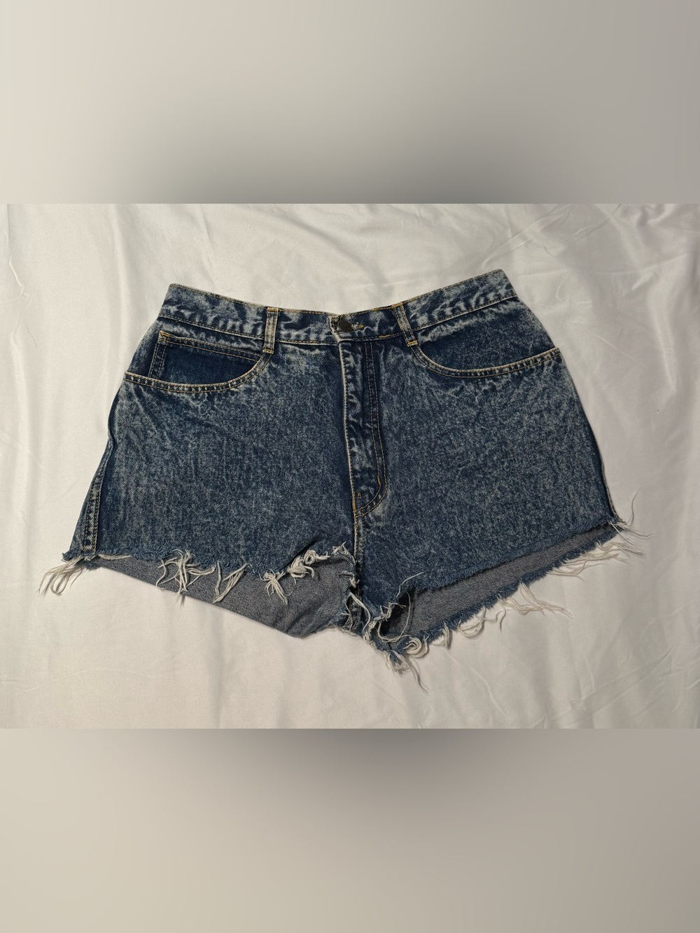 Women’s RDJ Vintage High-Rise Distressed Denim Shorts – Dark Blue, 29” - Picture 1 of 2